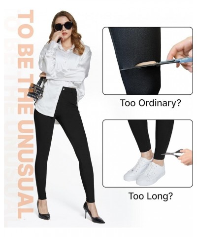 Women's Dress Pants Pull-on Super Stretch Business Casual Jeggings Capris Work Leggings with Pockets A - Black $23.59 Leggings