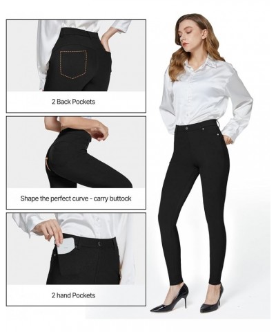 Women's Dress Pants Pull-on Super Stretch Business Casual Jeggings Capris Work Leggings with Pockets A - Black $23.59 Leggings