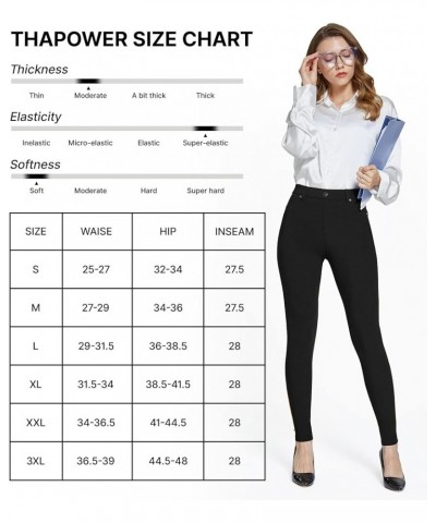 Women's Dress Pants Pull-on Super Stretch Business Casual Jeggings Capris Work Leggings with Pockets A - Black $23.59 Leggings