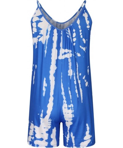 Tie-Dye Jumpsuits for Women Dressy Casual Sleeveless Rompers Plus Size Sling Strap Overalls Summer Playsuits 01-blue $5.04 Ju...