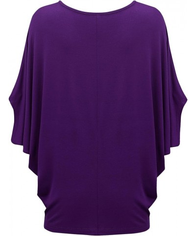 Women's Scoop Neck Half Sleeve Batwing Dolman Top - Plus Size Wt1073_dark_purple $14.60 T-Shirts