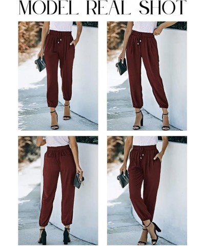 Women's Casual Relaxed Fit Drawstring Elastic Waist Pants with Pockets E Red $20.29 Pants