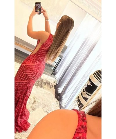 Sparkly Sequin Prom Dresses for Women Mermaid Long Formal Evening Cocktail Gowns for Teens AG037 A-silver White $34.40 Dresses