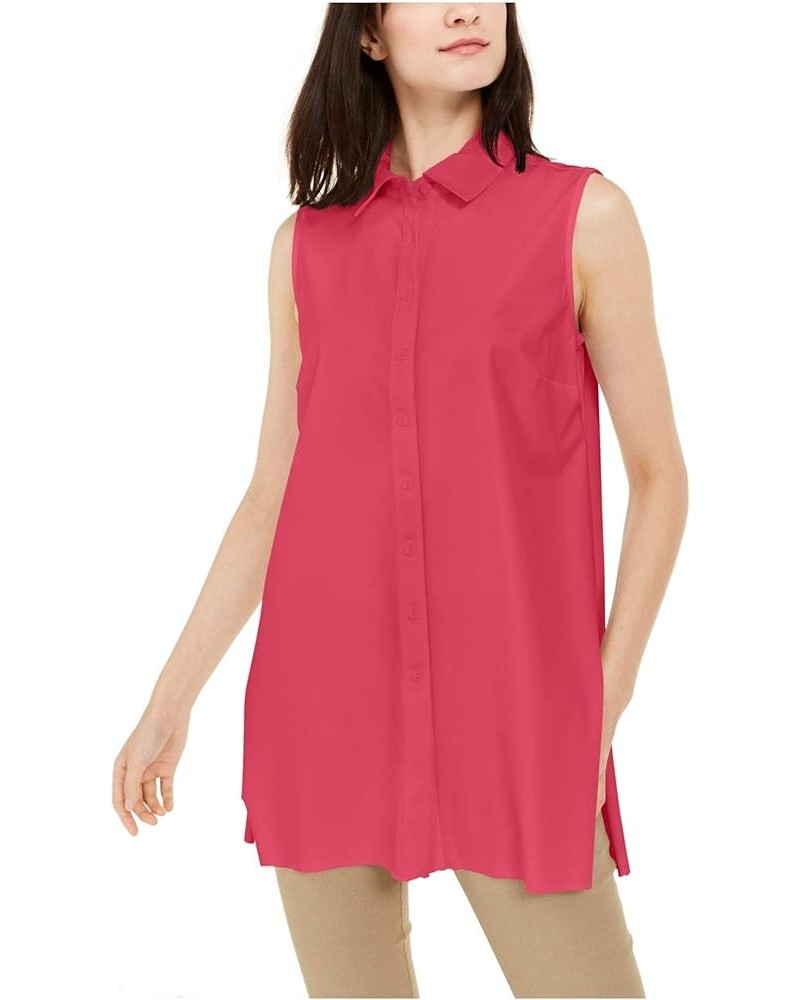 Womens Button-Down Sleeveless Button-Down Top Pink $14.69 Blouses