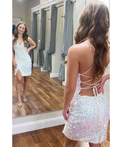 Short Sparkly Homecoming Dresses Sequins Spaghetti Straps Prom Cocktail Dresses Red $21.50 Dresses