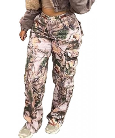 Women's Oversized Camo Cargo Pants Jogger Trousers Workout Sweatpants Camouflage Army Fatigue with Pockets Wide Pink $20.78 P...