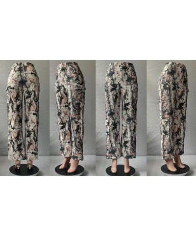 Women's Oversized Camo Cargo Pants Jogger Trousers Workout Sweatpants Camouflage Army Fatigue with Pockets Wide Pink $20.78 P...