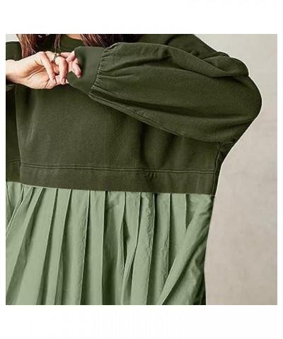 Sweatshirt Dress Women Oversized Long Sleeve Crewneck Pullover Tops Patchwork Baggy Flowy Fall Casual Sweatshirts Mini Dress ...