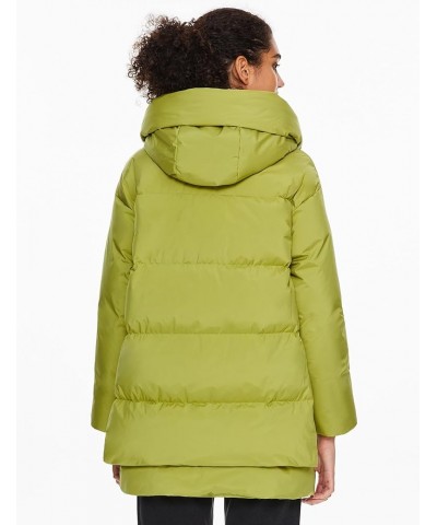 Women's Hooded Down Jacket Winter Puffer Jacket Water-Resistant Zippered Down Coat with Hem Slit Green $58.00 Jackets