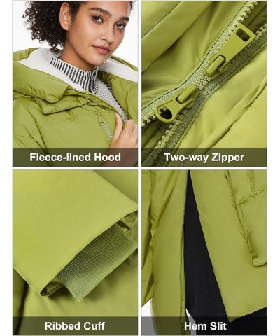 Women's Hooded Down Jacket Winter Puffer Jacket Water-Resistant Zippered Down Coat with Hem Slit Green $58.00 Jackets