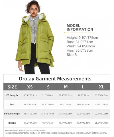 Women's Hooded Down Jacket Winter Puffer Jacket Water-Resistant Zippered Down Coat with Hem Slit Green $58.00 Jackets