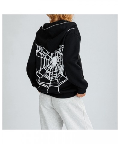 Hoodies Jacket with Pockets Womens Printed Full Zip Hooded Sweatshirt Y2k Skull Rhinestone E-Girls Goth Hoodie 23-black $10.8...