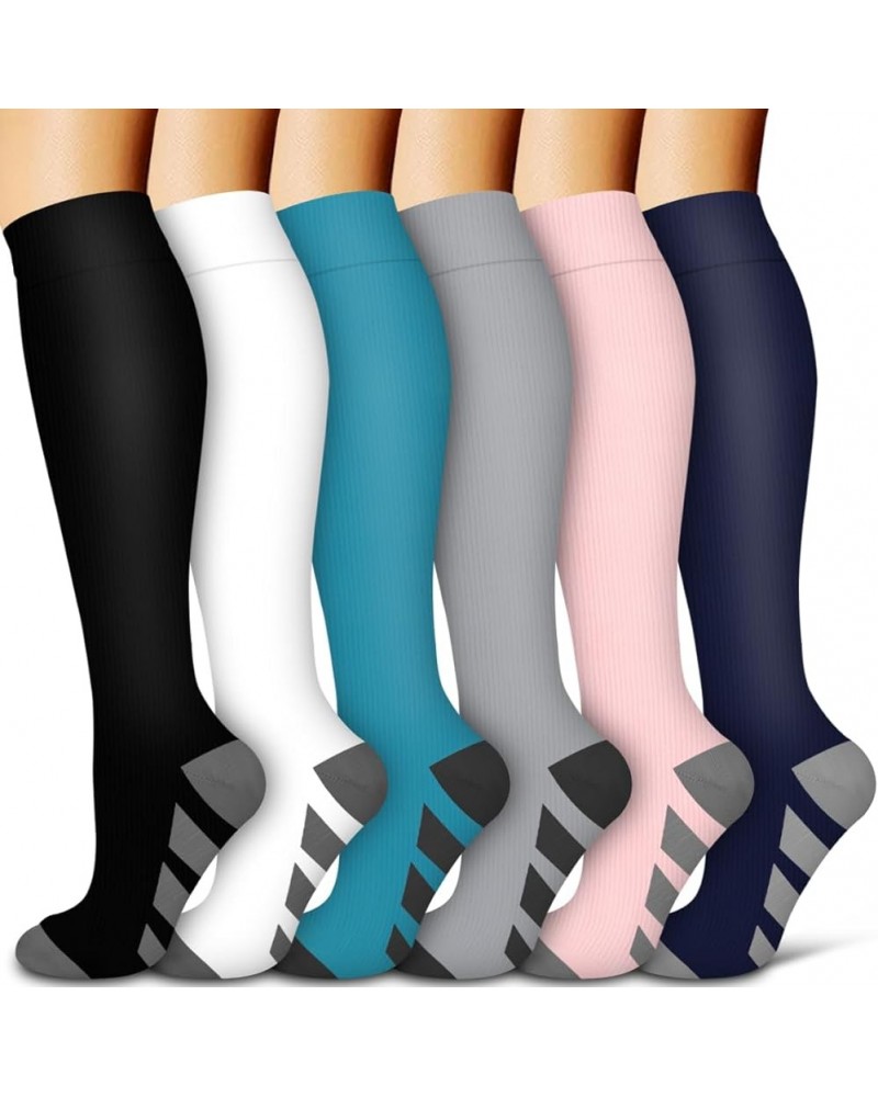 Compression Socks for Women & Men Circulation(6 pairs)-Graduated Supports Socks for Running, Athletic Sports Multicoloured13 ...