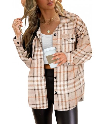 Plaid Shacket Jacket Women with Pockets Button Down Shirts Lapel Casual Blouses Tops Coat Medium Green $10.63 Jackets