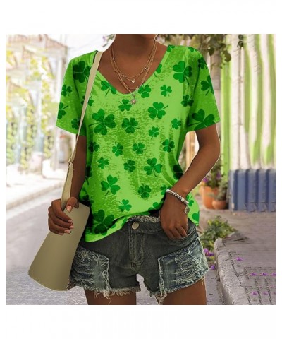 St Patricks Day Shirts for Women Irish St Patrick's Day T-Shirt Green Shamrock Tee Shirt Short Sleeves Womens Tops E-yellow $...