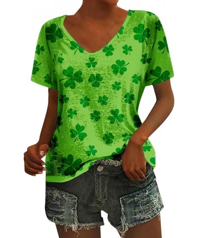 St Patricks Day Shirts for Women Irish St Patrick's Day T-Shirt Green Shamrock Tee Shirt Short Sleeves Womens Tops E-yellow $...