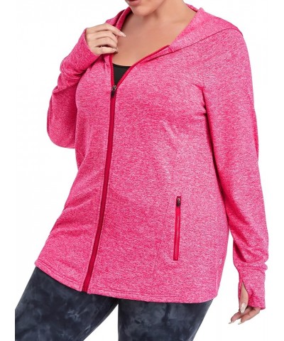 Plus Size Fleece Jackets for Women Long Sleeve Full Zip Polar Fleece Coat with Pockets 2_pink $19.60 Jackets