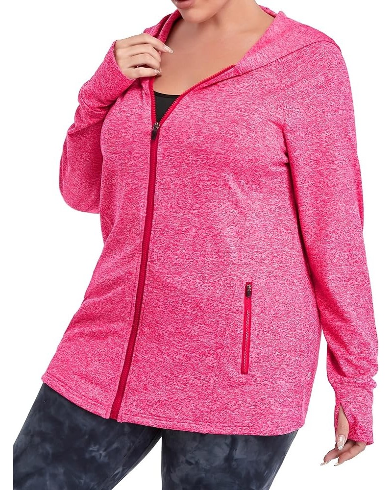 Plus Size Fleece Jackets for Women Long Sleeve Full Zip Polar Fleece Coat with Pockets 2_pink $19.60 Jackets