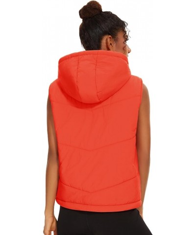 Puffer Vests for Women Winter Sleeveless Hooded Jacket Quilted Zip Up Stand Collar Gilet with Pocket Loose Fit Orange $21.07 ...