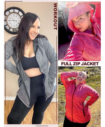 Plus Size Fleece Jackets for Women Long Sleeve Full Zip Polar Fleece Coat with Pockets 2_pink $19.60 Jackets