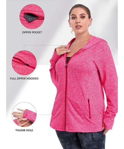 Plus Size Fleece Jackets for Women Long Sleeve Full Zip Polar Fleece Coat with Pockets 2_pink $19.60 Jackets