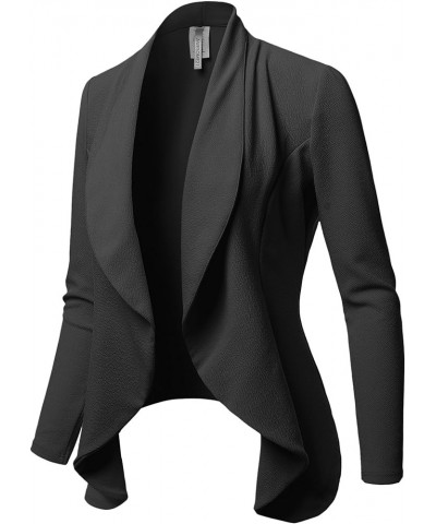 Women's Solid Formal Office Style Open Front Long Sleeves Blazer - Made in USA Aawbzl0001 Charcoal $15.18 Blazers