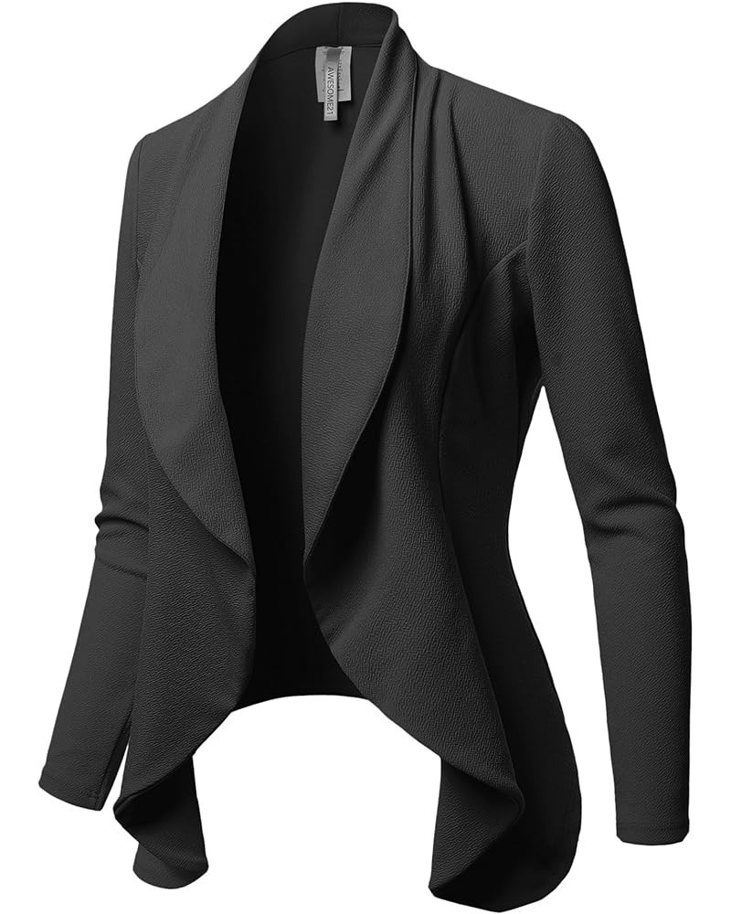 Women's Solid Formal Office Style Open Front Long Sleeves Blazer - Made in USA Aawbzl0001 Charcoal $15.18 Blazers