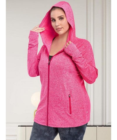 Plus Size Fleece Jackets for Women Long Sleeve Full Zip Polar Fleece Coat with Pockets 2_pink $19.60 Jackets