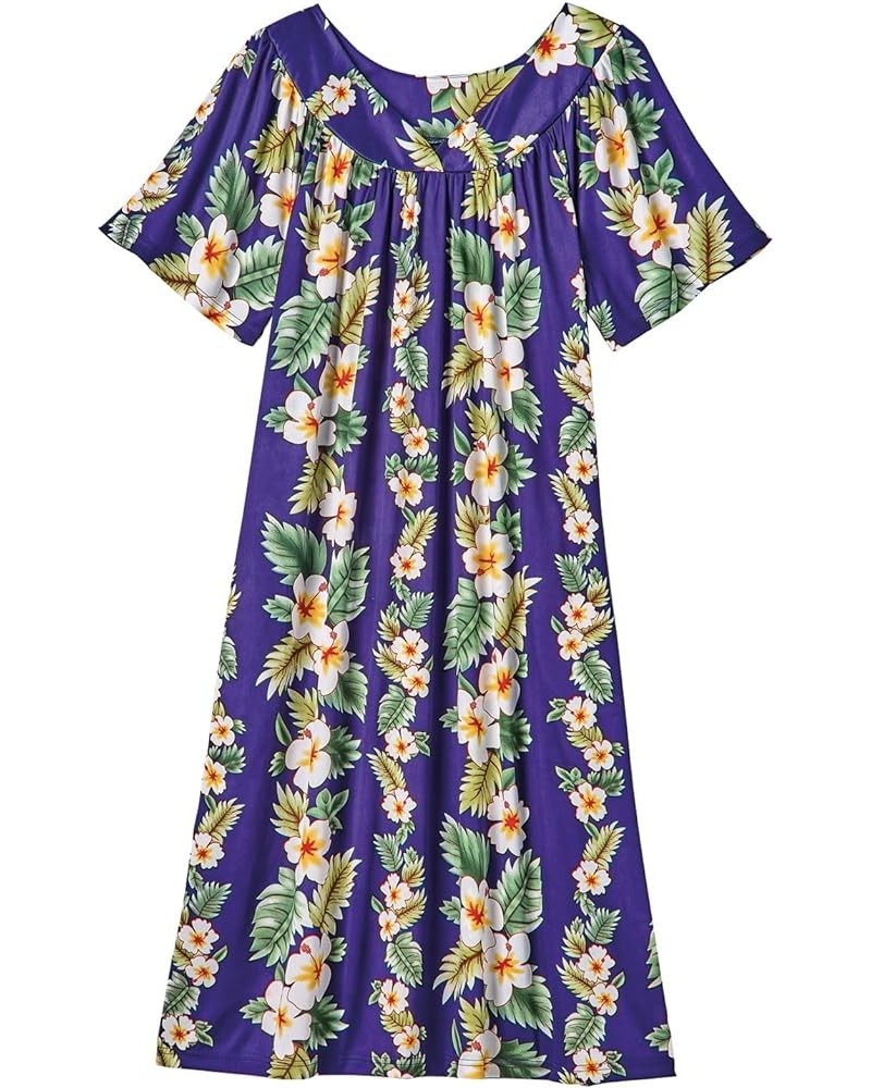 Womens Muumuu House Dress Lounger Short Sleeve with Pockets 42 Purple/White Mid Length $16.22 Sleep & Lounge