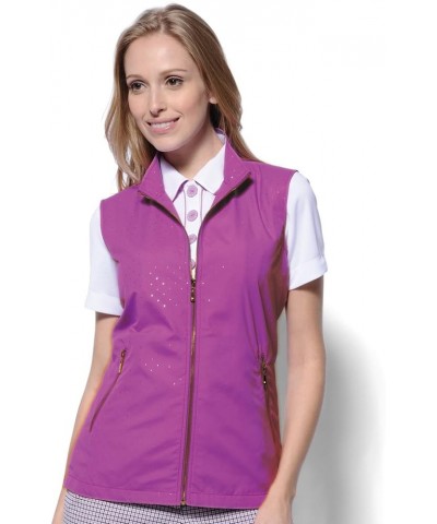 Women's Lightweight Microfiber Sparkling Dot Zip- up Vest 2771 Boysenberry/Silver $10.30 Vests