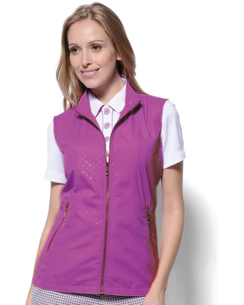 Women's Lightweight Microfiber Sparkling Dot Zip- up Vest 2771 Boysenberry/Silver $10.30 Vests