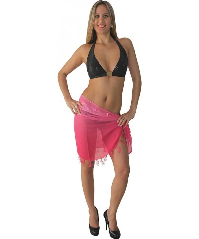 Sarong Swimsuit Coverup for Women Chiffon Short Beach Wrap Skirt Sheer Scarf Bathing Suit Sarong Fuscia, Plain $8.95 Swimsuits