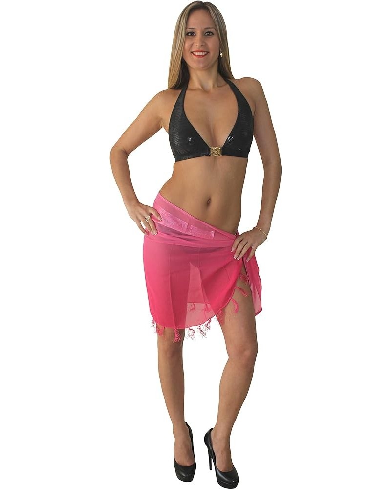 Sarong Swimsuit Coverup for Women Chiffon Short Beach Wrap Skirt Sheer Scarf Bathing Suit Sarong Fuscia, Plain $8.95 Swimsuits