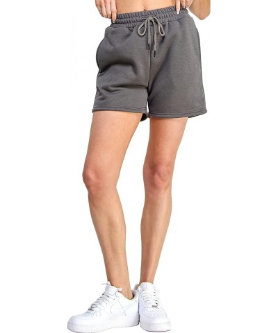 Shorts for Women Casual Summer Drawstring Comfy Fleece Drawstring High Waist Running Shorts with Pockets Charcoal $9.84 Shorts