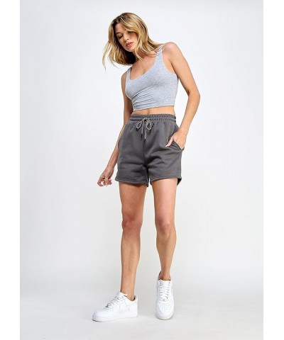 Shorts for Women Casual Summer Drawstring Comfy Fleece Drawstring High Waist Running Shorts with Pockets Charcoal $9.84 Shorts