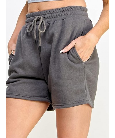 Shorts for Women Casual Summer Drawstring Comfy Fleece Drawstring High Waist Running Shorts with Pockets Charcoal $9.84 Shorts