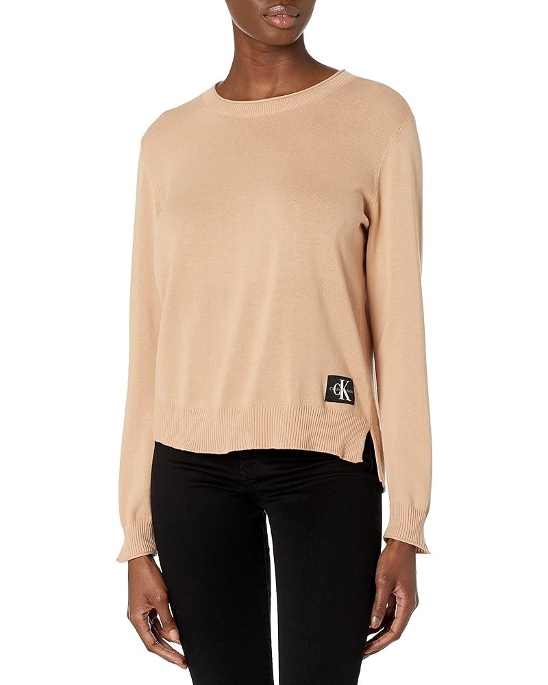 Women's Round Neck Casual Sweater Wheat $30.23 Sweaters