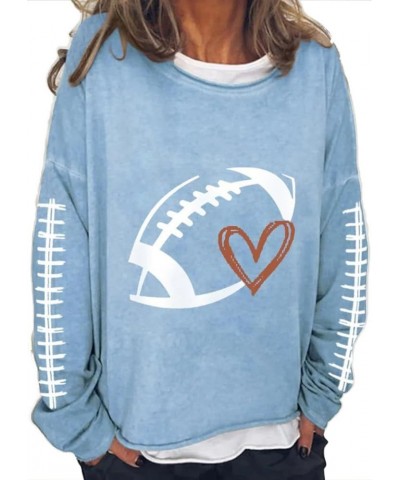 Football is My Favorite Season Sweatshirt Football Gameday Outfits Women's Football Love Casual Long-Sleeve T-Shirt Blue $13....