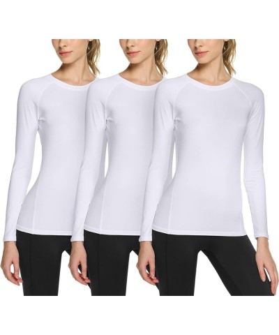 1 or 3 Pack Women's Sports Compression Shirt, Cool Dry Fit Long Sleeve Workout Tops, Athletic Exercise Gym Yoga Shirts 3pack ...