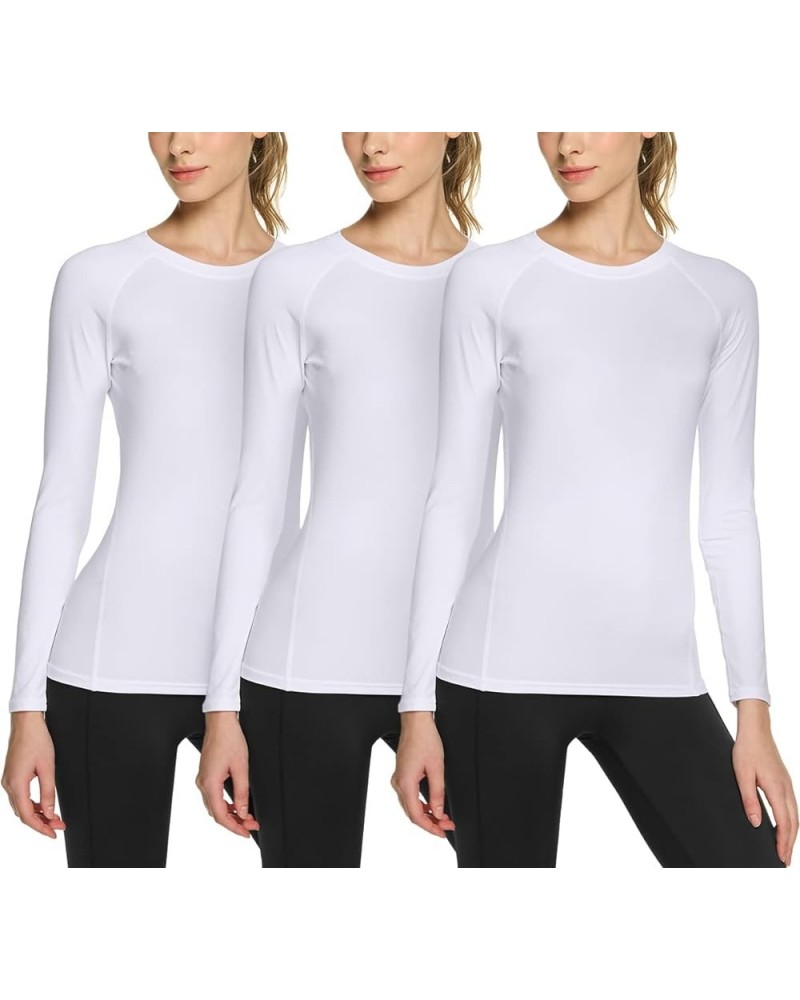 1 or 3 Pack Women's Sports Compression Shirt, Cool Dry Fit Long Sleeve Workout Tops, Athletic Exercise Gym Yoga Shirts 3pack ...