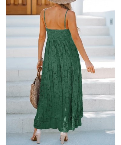 Women's Lace Dresses Boho Tassel V-Neck Flare Ruffle Adjustable Straps Beach Summer Maxi Dress Olive Green $27.47 Dresses