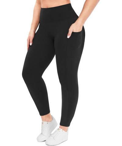 Leggings for Women Plus Size-High Waisted L-XL-3XL Tummy Control Soft Capri Yoga Pants for Workout Running Full Length with P...