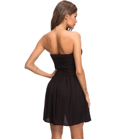 Women Summer Strapless Dresses Sexy Tube Top Beach Mini Dress Black-m $12.99 Swimsuits