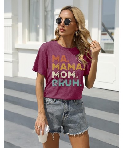 Mama Shirts for Women Ma Mama Mom Bruh Shirt Funny Mom Shirt Tee Tops Summer Casual Short Sleeve Tops Purple $9.20 Hoodies & ...