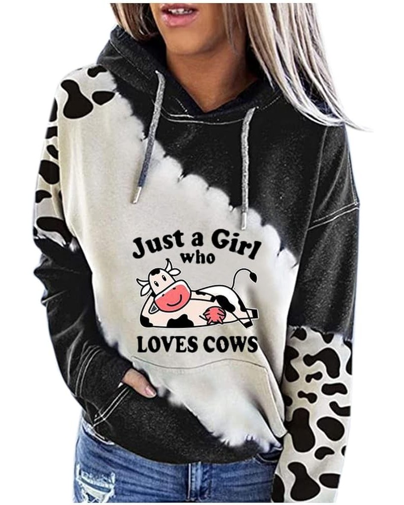 Womens Moody Cow Print Hoodie Sweatshirt Long Sleeve Western Mooooody Cow Drawstring Pullover Outwear with Pocket 6 $14.66 Ho...