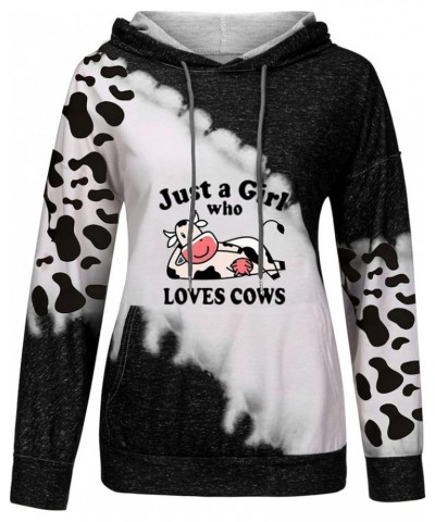 Womens Moody Cow Print Hoodie Sweatshirt Long Sleeve Western Mooooody Cow Drawstring Pullover Outwear with Pocket 6 $14.66 Ho...