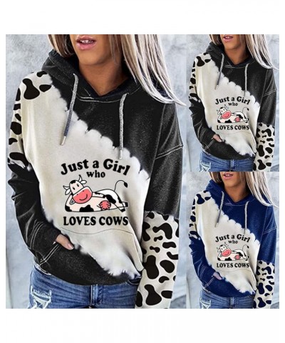 Womens Moody Cow Print Hoodie Sweatshirt Long Sleeve Western Mooooody Cow Drawstring Pullover Outwear with Pocket 6 $14.66 Ho...