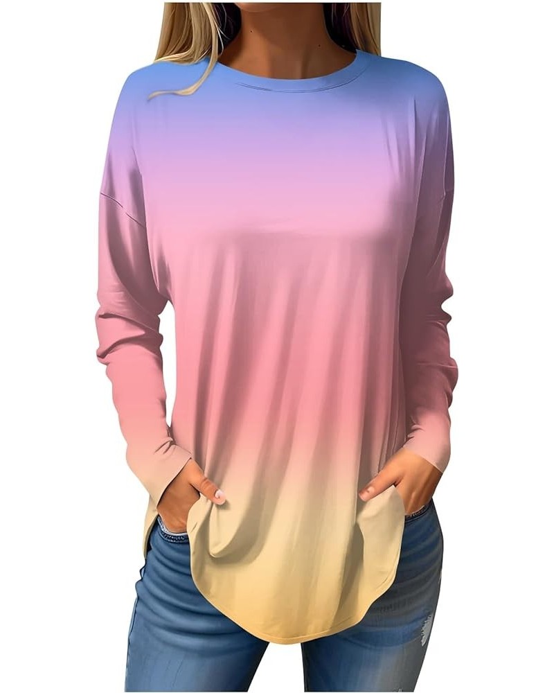 Women Oversized Sweatshirts Fall Fashion Print Pullover Loose Round Neck Shirts Casual Long Sleeve Clothes Tops 3-orange $8.0...