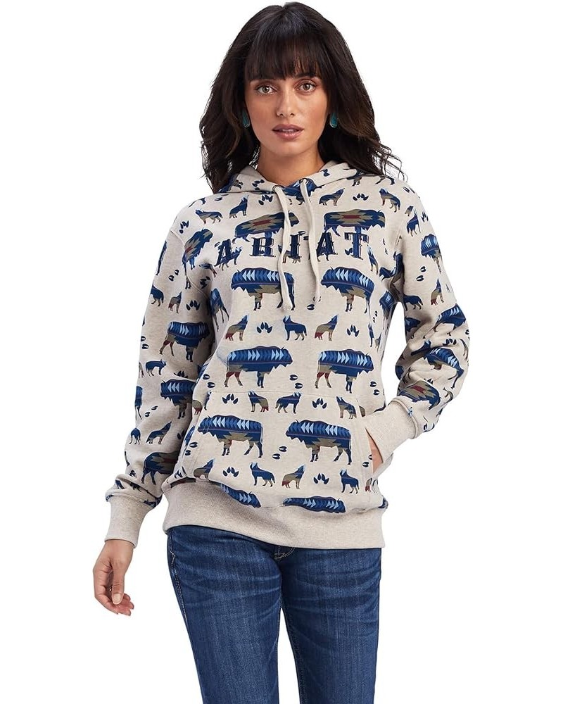 Female REAL Allover Print Hoodie Buffalo Border Print Medium Medium Buffalo Border Print $17.62 Activewear