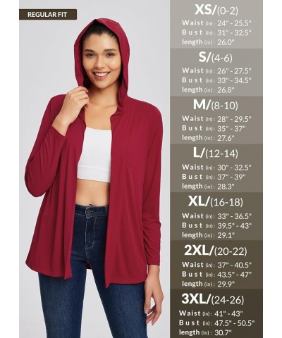 Women's UPF 50+ Cardigan Hooded UV Protection Shirts Cover Up Pockets Open Front Casual Loose Soft Drape Red $14.96 Sweaters